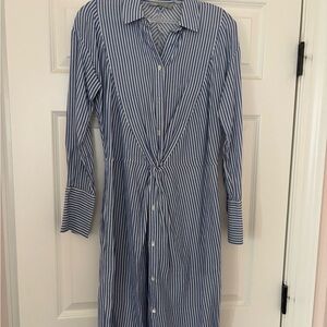 Vince Blue and White Striped Button Down Shirt